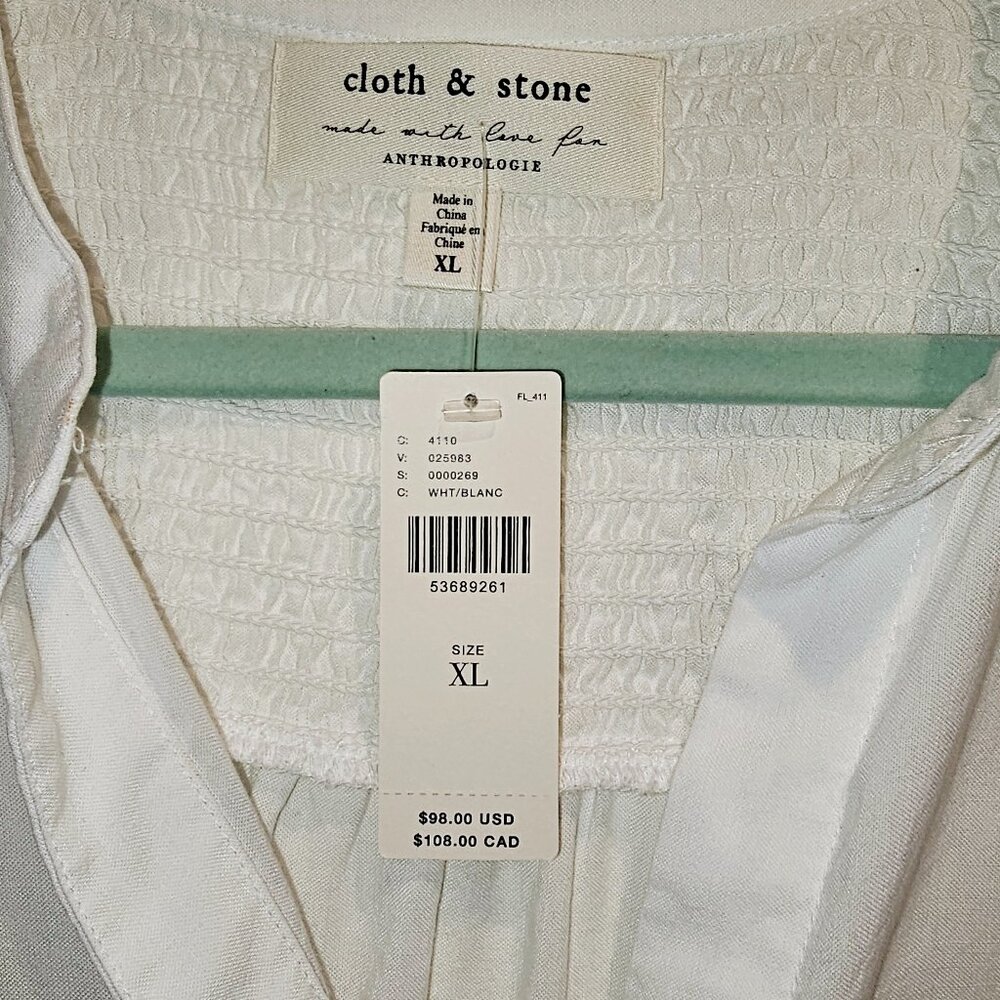 NWT - Anthropologie White Long Sleeve Button-Up